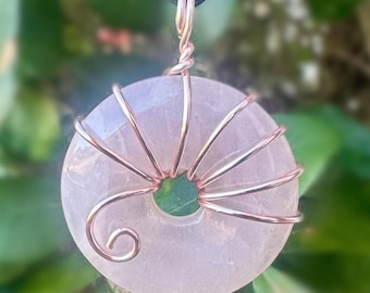 Rose Quartz Donut Necklace