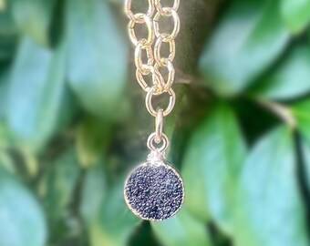 Mini Black Druzy Agate Necklace