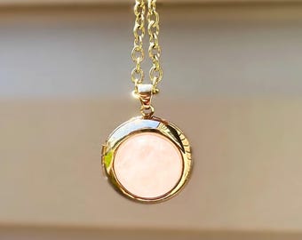 Pink Quartz Locket Necklace