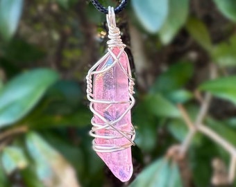 Pink Aura Quartz Necklaces
