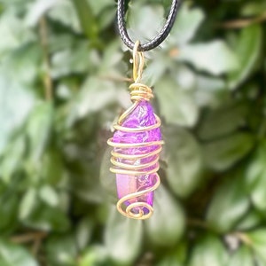 Purple Aura Quartz Necklaces, Crystal Healing Jewelry, Gemstone Pendants, Boho Necklaces, Gifts For Her
