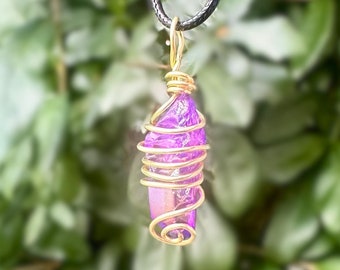 Purple Aura Quartz Necklace