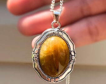 Orange Aventurine Bezel Necklace