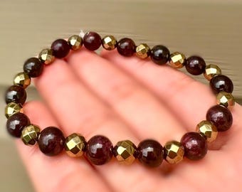 Garnet & Hematite Bracelet