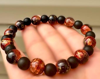 Midnight Ember Glass Bracelet