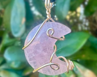 Rose Quartz Crescent Moon Necklace
