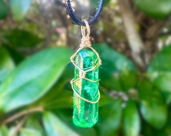 Green Apple Aura Quartz Necklace