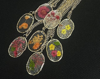 Floral Resin Bezel Necklaces