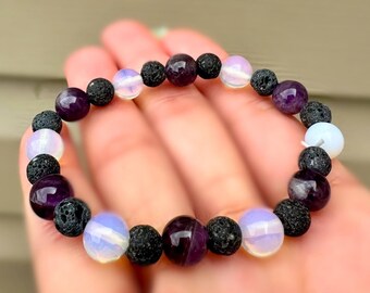 Amethyst & Opalite Beaded Bracelet