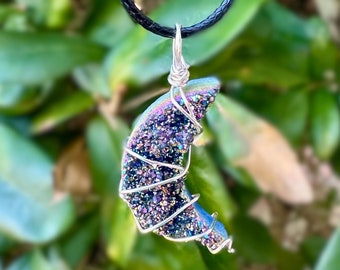 Druzy Agate Moon Necklace