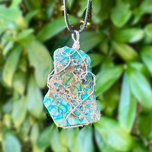 Imperial Jasper Necklace, Gemstone Pendant, Statement Jewelry, Boho Chic Necklace, Natural Stone Necklace, Handmade Gift for Her