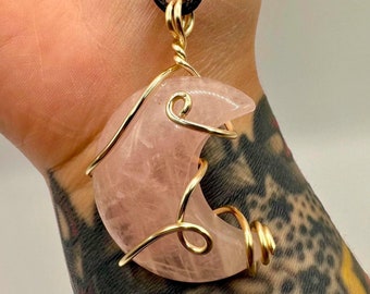 Rose Quartz Crescent Moon Necklace