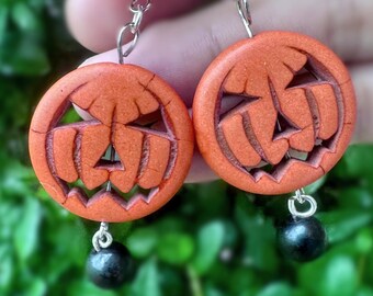 Howlite Jack-O-Lantern Earrings