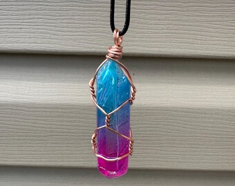 Blue/Purple Aura Quartz Necklace