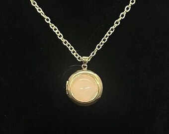 Pink Quartz Locket Necklace