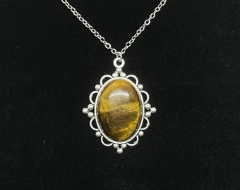 Tiger's Eye Bezel Necklace