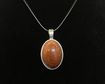 Goldstone Bezel Necklace
