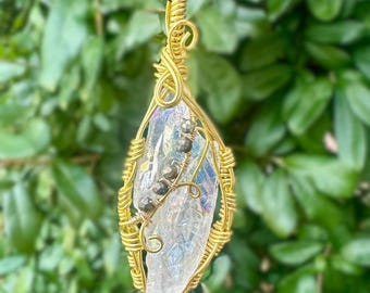 Clear Aura Quartz & Pyrite Necklace