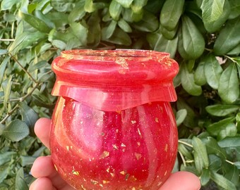 Red with Gold Glitter Trinket Jar