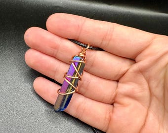 Titanium Aura Quartz Necklace