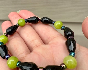 Black Onyx and Jade Bracelet