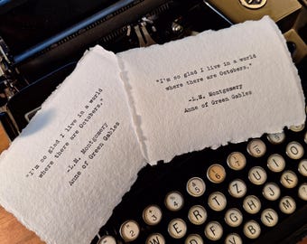 Personalized Typewriter Quote Card (3.5x5") | Custom Hand-Typed Message on Handmade Paper