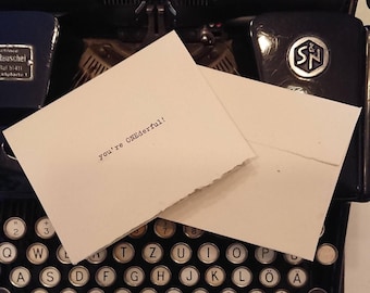 Tarjeta de máquina de escribir personalizada / Tarjeta de felicitación minimalista / Tarjetas de boda / Tarjeta mecanografiada a mano / Tarjeta vintage