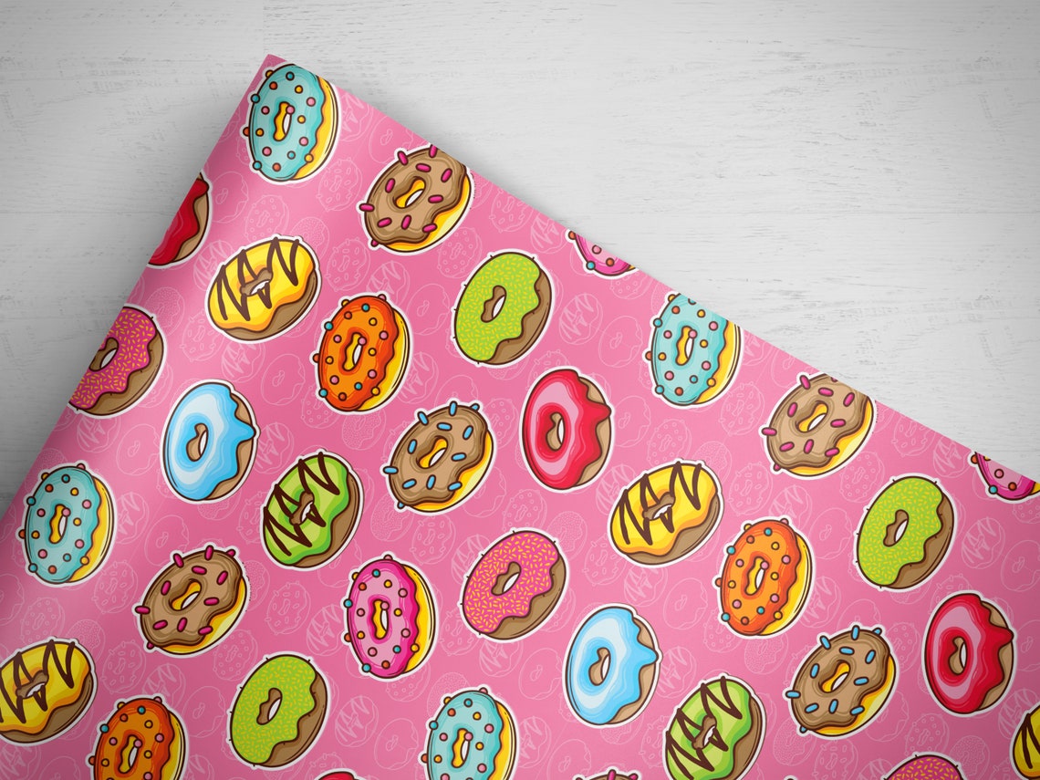 Donut Wrapping Paper Gift Wrap Paper Sheets for Donut lovers Etsy