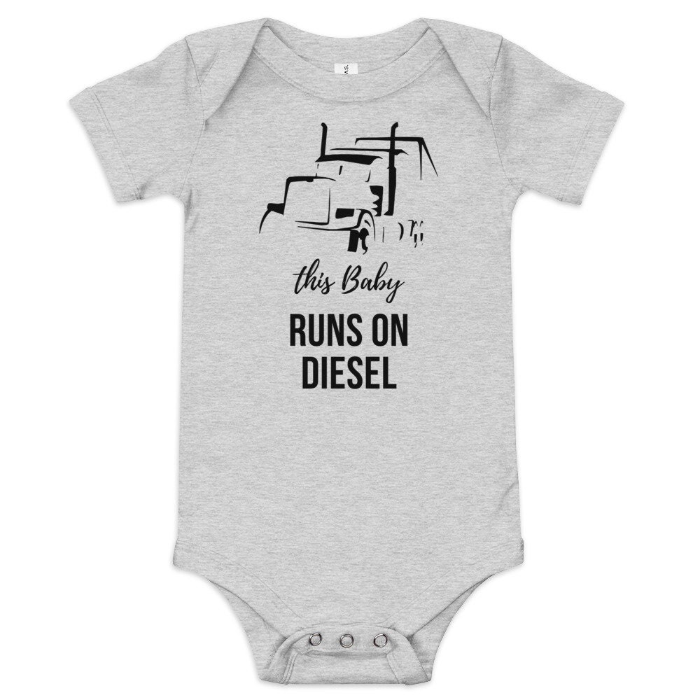 This Baby Runs on Diesel Semi Truck Baby Onesie Perfect for Little