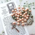 HOLY FACE of JESUS Chaplet - Catholic, Pearlized Antique Linen Glass Beads, Silver Components, with Instructions, Holy Face of Jesus
