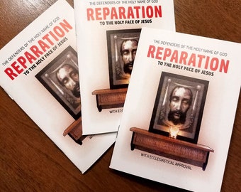 PRAYER BOOKLET 3 Pack - REPARATION to the Holy Face of Jesus, Includes Prayers of Devotion, Chaplet instructions, 22 Pages, 4  x 5 1/2