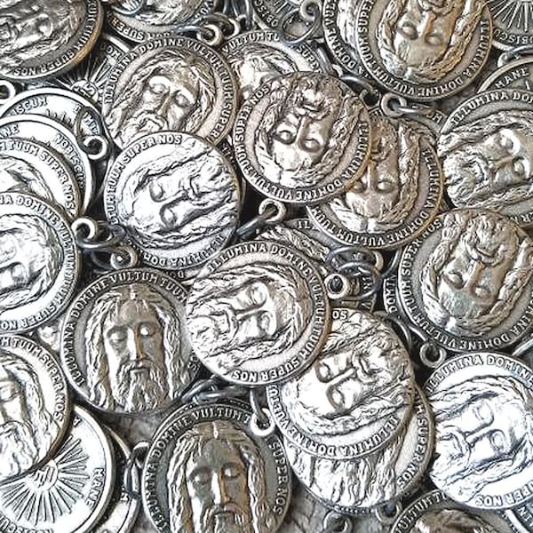 Same Price MORE medals, 6 HOLY FACE of Jesus Medals for one price - Each measures 3/4" diameter, Catholic, Adoration of Jesus