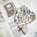 HOLY FACE of JESUS Chaplet - Catholic, Pearlized White Glass Beads, Silver Components, with Instructions, Holy Face of Jesus Devotion