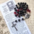 HOLY FACE of JESUS Chaplet - Catholic, Onyx Black Glass Beads, Silver Components, with Instructions, Holy Face of Jesus Devotion