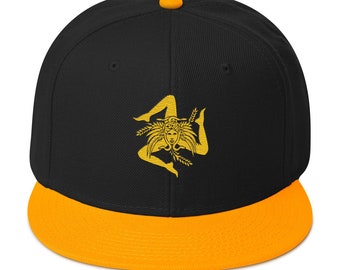 Yellow on Black Sicilian Trinacria Hat - Snapback