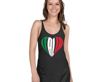 I Love Italy - Italia Heart Women's Racerback Tank - Women's Racer Back Tank Top - Show Your Love for Italia in Style!