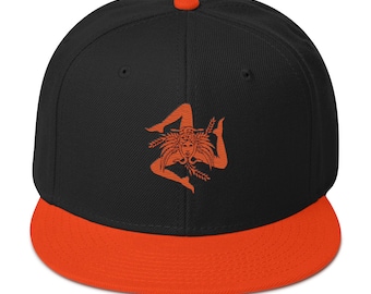 Orange Trinacria Snapback Hat