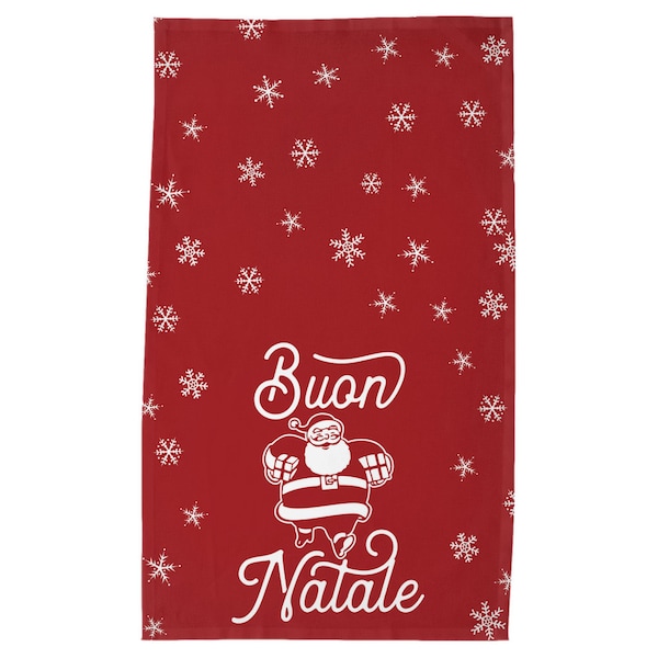 Buon Natale Italian Christmas Tea Towel 18x30 Red