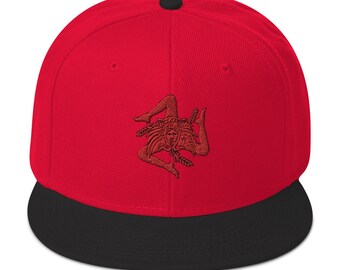 Red on Red Trinacria Snapback Hat