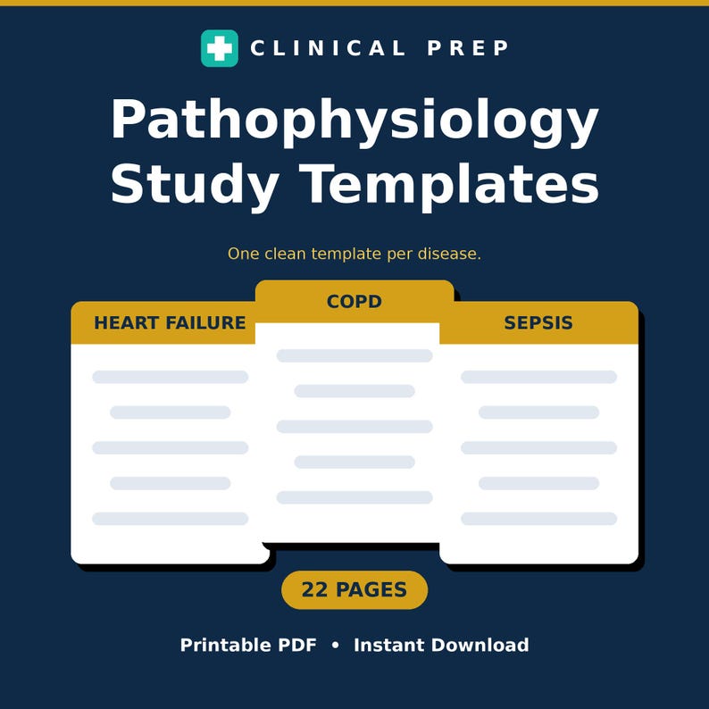 Pathophysiology Study Guide Templates | Nursing Patho Study Pack ...