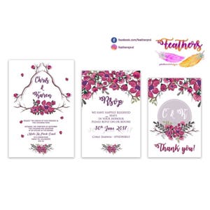 Purple and Plum Floral Wedding Invitation image 1