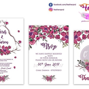 Purple and Plum Floral Wedding Invitation image 5