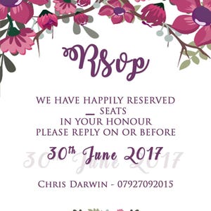 Purple and Plum Floral Wedding Invitation image 3