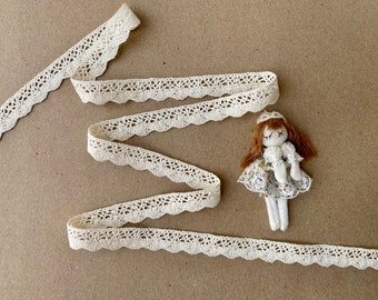 Beige Cotton Crochet Lace Trim Beige Cluny Ribbon for Sewing Dress DIY Decoration Scrapbooking Junk Journaling Craft