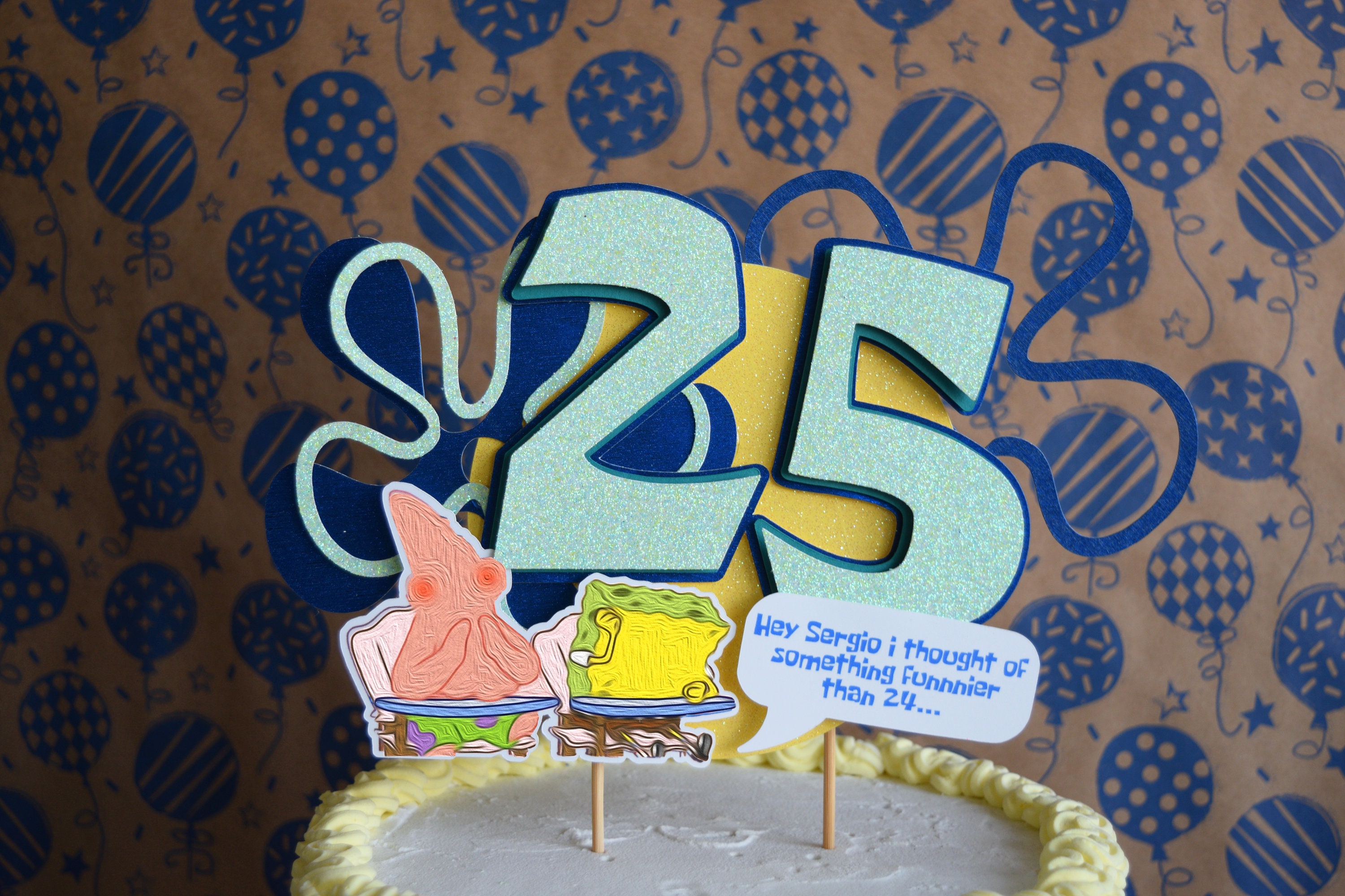 Spongebob 25 Cake Topper - Etsy