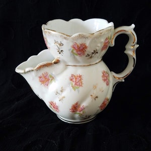 Vintage Floral Porcelain Shaving Cup Mug Scuttle