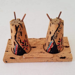 Vintage Native American Indian Teepee Salt and Pepper Shakers, Souvenir of Cody, Wyoming — One of a Kind!