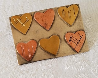 Hearts to You! Mixed Metals Hearts Pin Brooch