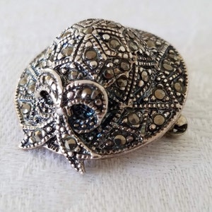 Vintage Sterling Silver and Marcasite Small Hat Pin Brooch – One of a Kind!