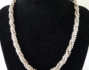 Vintage 3-Strand Beaded Sterling Silver Necklace — Fabulous!